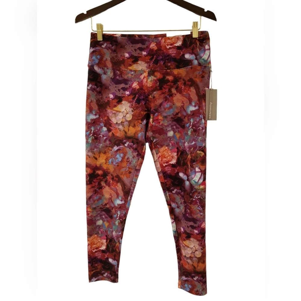 NWT Soft Surroundings Must Have Leggings Ankle Floral Purple Size Petite Medium